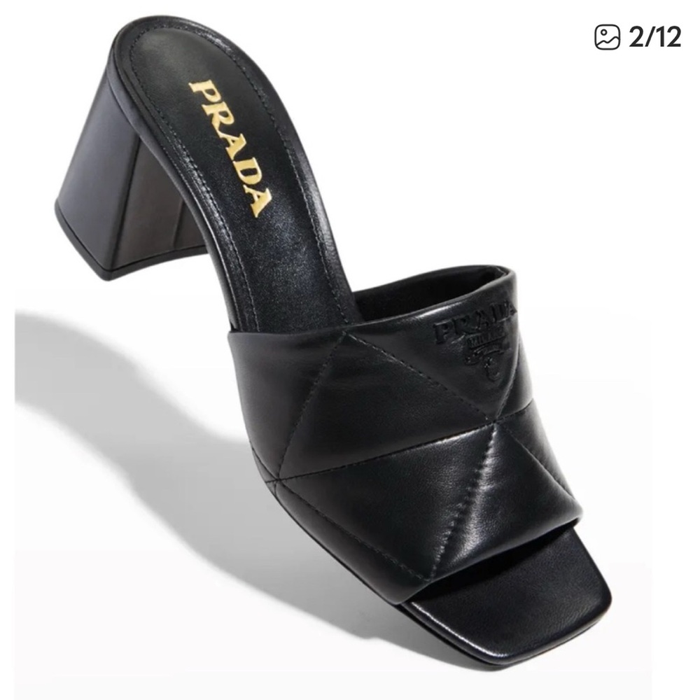 Prada Black Quilted Mules